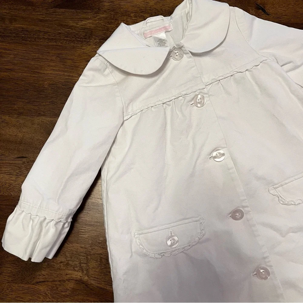 Janie and Jack White Scalloped Peter Pan Collar Trench Coat 12-24 Months